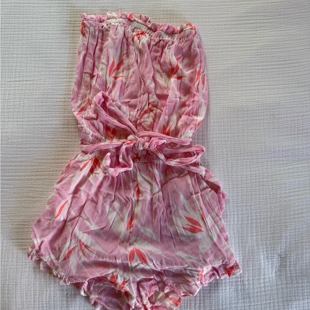 Billabong Pink Floral Strapless Romper